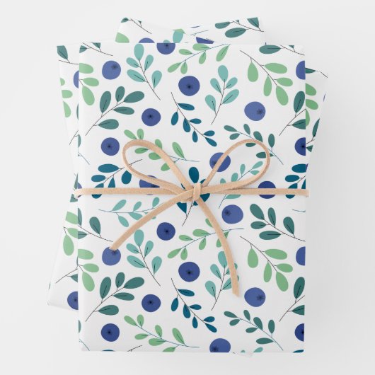 Blaubeeren mit Muster für grüne Blätter (Beispiel)