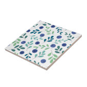 Blaubeeren mit Muster für grüne Blätter Fliese (Seite)