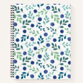 Blaubeeren mit Muster für grüne Blätter Notizblock (Vorderseite)