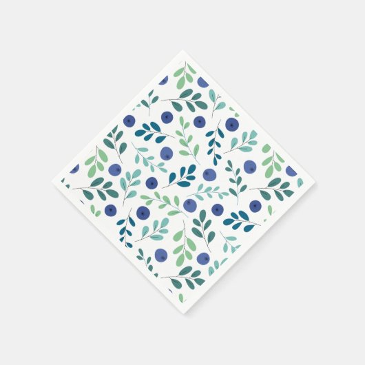 Blaubeeren mit Muster für grüne Blätter Serviette (Ecke)