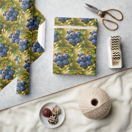 Blaubeeren mit Regentropfen Geschenkpapier (Kunsthandwerk)