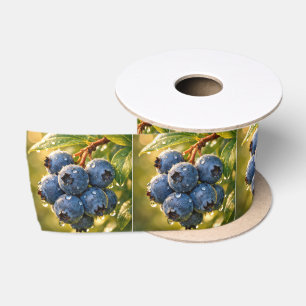 Blaubeeren mit Regentropfen Satinband