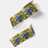 Blaubeeren mit Regentropfen Satinband (Rückseite)