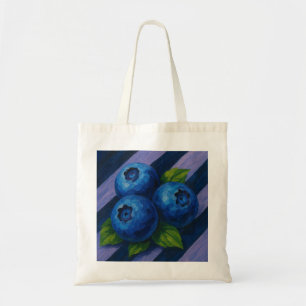 Blaubeeren mit Streifen aus Navy und weichem Laven Tragetasche