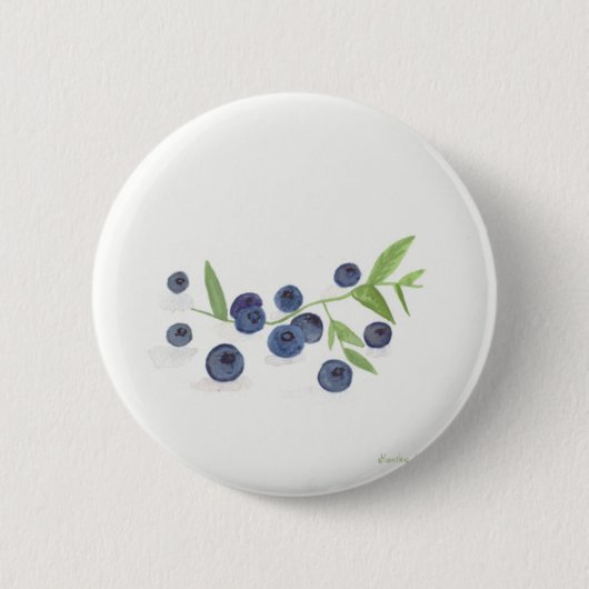 Blaubeeren Obst Küche Wasserfarbe rustikal Essen Button (Vorderseite)