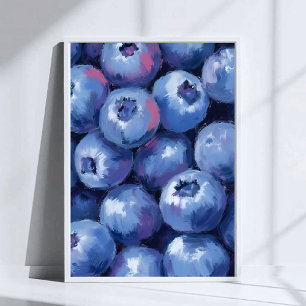 Blaubeeren   Obst Wasserfarbe Gemalt Poster