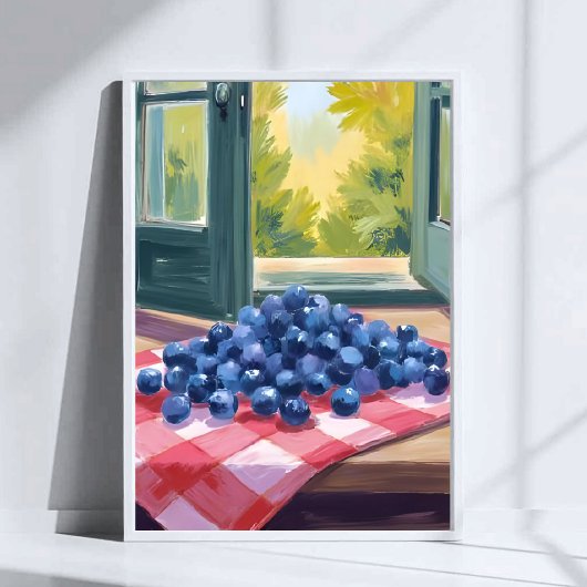 Blaubeeren pflücken | Frucht Aquarell Blaubeeren Poster