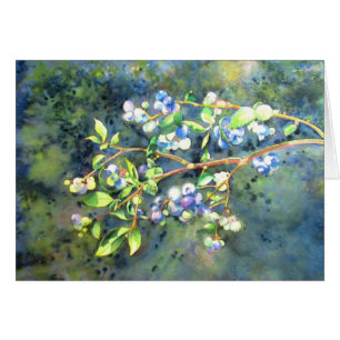 Blaubeeren, romantische Früchte Aquarellmalerei