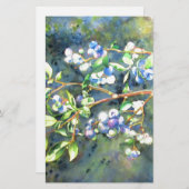 Blaubeeren, romantische Früchte Aquarellmalerei Briefpapier (Vorne/Hinten)