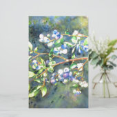 Blaubeeren, romantische Früchte Aquarellmalerei Briefpapier (Stehend Vorderseite)