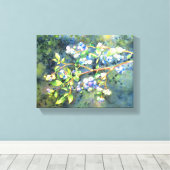 Blaubeeren, romantische Früchte Aquarellmalerei Leinwanddruck (Insitu (Holzboden))