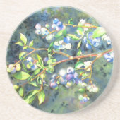 Blaubeeren, romantische Früchte Aquarellmalerei Sandstein Untersetzer (Vorne)