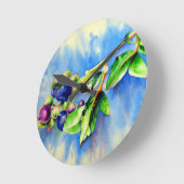 Blaubeeren Runde Wanduhr (Winkel)