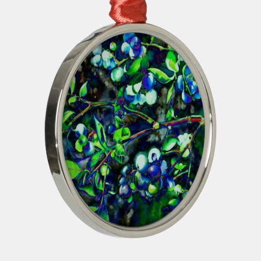 Blaubeeren Silbernes Ornament (Rechts)
