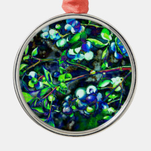 Blaubeeren Silbernes Ornament