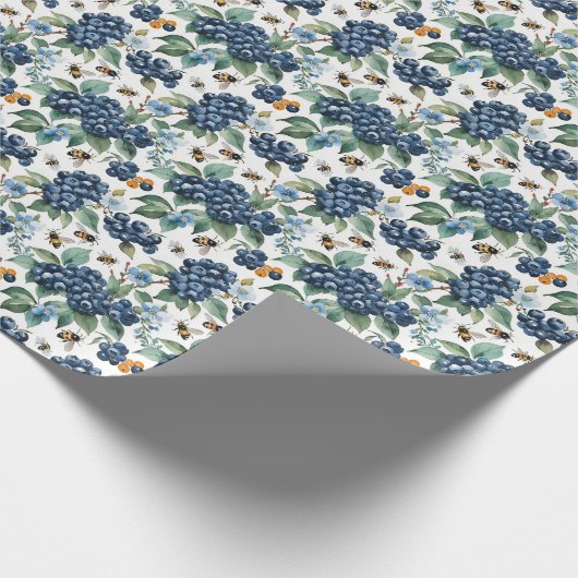 Blaubeeren und Bienen Geschenkpapier (Ecke)