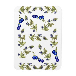 Blaubeeren und Blätter auf Stamm-Rebemagneten Magnet
