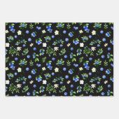 Blaubeeren und Blattmuster Geschenkpapier Set (Vorderseite 3)