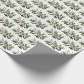Blaubeeren und Blüten in Weiß Geschenkpapier (Ecke)