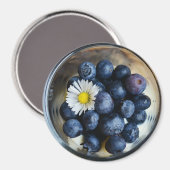 Blaubeeren und Daisy in Bowl Kühlschrank Magnet (Vorderseite/Rückseite)