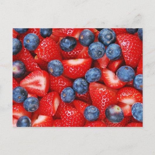 Blaubeeren und Erdbeeren, frisch Postkarte (Vorderseite)