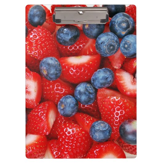 Blaubeeren und Erdbeeren Klemmbrett (Vorderseite)