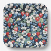 Blaubeeren und Erdbeeren Pappteller (Vorderseite)