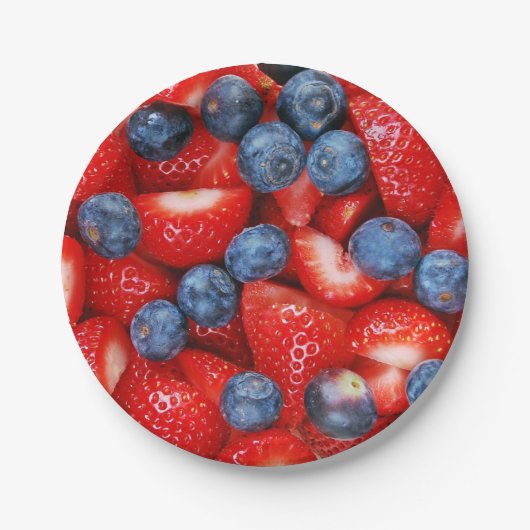 Blaubeeren und Erdbeeren Pappteller (Vorderseite)
