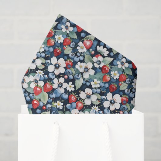 Blaubeeren und Erdbeeren Seidenpapier (Geschenktüte)