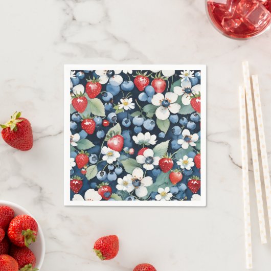 Blaubeeren und Erdbeeren Serviette (Beispiel)