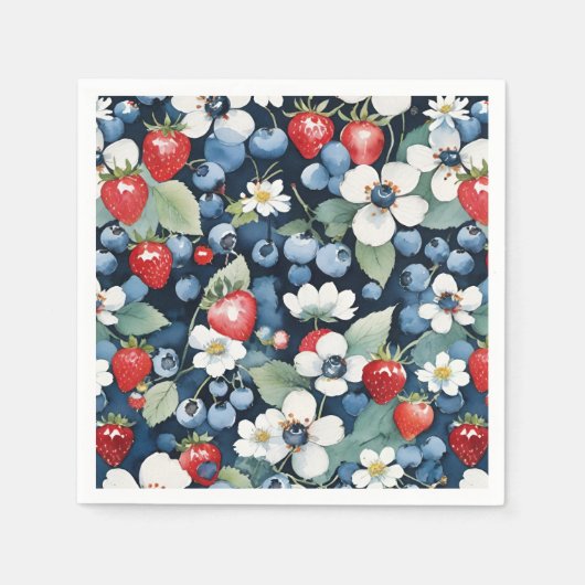 Blaubeeren und Erdbeeren Serviette (Vorderseite)