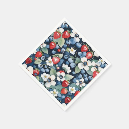 Blaubeeren und Erdbeeren Serviette (Ecke)