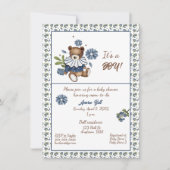 Blaubeeren und Teddy Bear Es ist ein Junge! Dusche Einladung (Vorderseite)