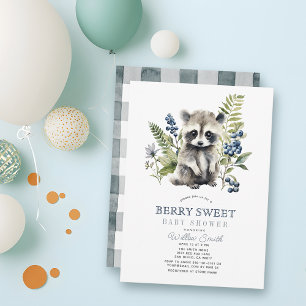 Blaubeeren & Waschbär Süßer Junge Baby Shower Einladung