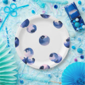 Blaubeeren Wasserfarben-Muster  Pappteller (Party)