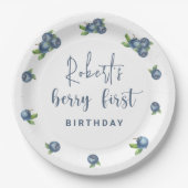 Blaubeeren-Wasserfarben-Party 1. Geburtstag Pappteller (Vorderseite)
