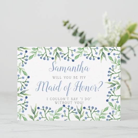 Blaubeeren | Werden Sie meine Trauzeugin sein? Einladung (Stehend Vorderseite)