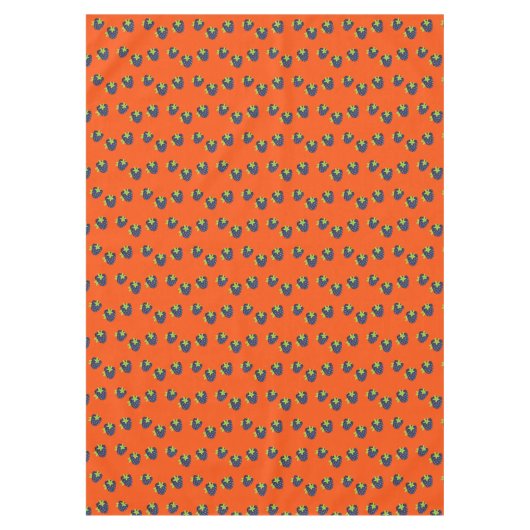 Blaubeerenfruchtmuster auf Orange Tischdecke (Vorderseite)