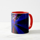 Blaubeerfarbene abstrakte geometrische Kaffeetasse (VorderseiteRechts)