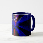 Blaubeerfarbene abstrakte geometrische Kaffeetasse (VorderseiteRechts)