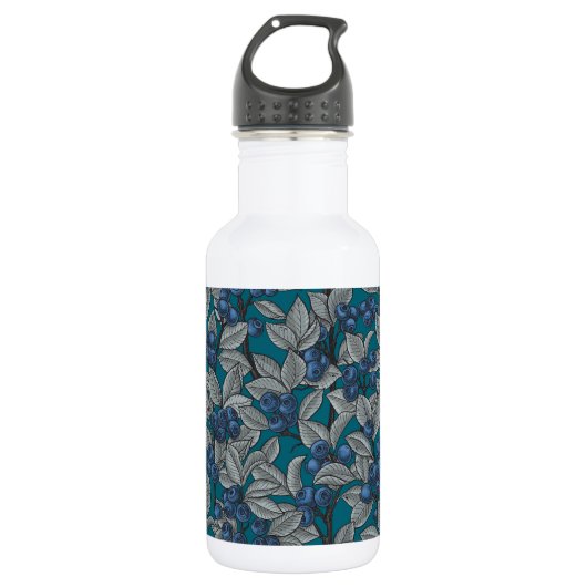 Blaubeergarten, blau und grau edelstahlflasche (Vorderseite)