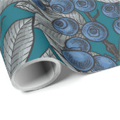 Blaubeergarten, blau und grau geschenkpapier (Rolleneckpunkt)