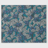 Blaubeergarten, blau und grau geschenkpapier (Flach)