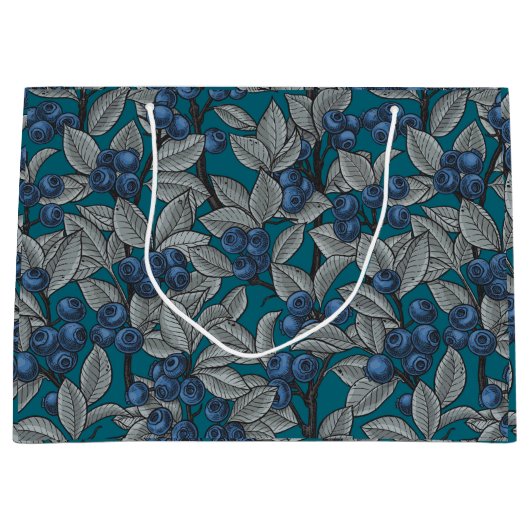 Blaubeergarten, blau und grau große geschenktüte (Vorderseite)