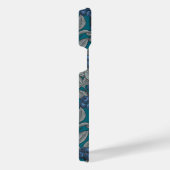 Blaubeergarten, blau und grau iPhone hülle (Rechte Seite)