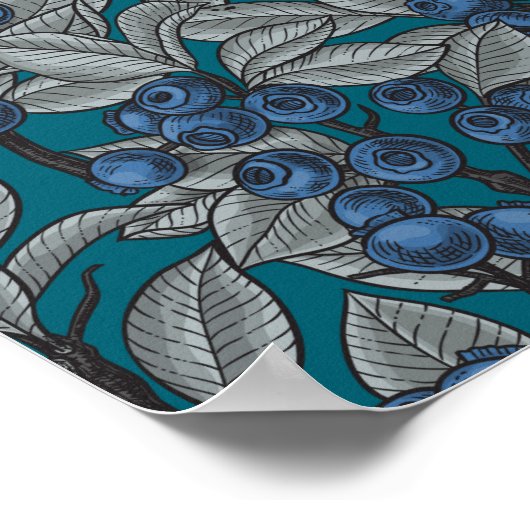 Blaubeergarten, blau und grau poster (Ecke)