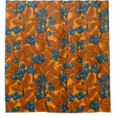 Blaubeergarten, blau und orange duschvorhang (Vorderseite)