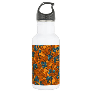 Blaubeergarten, blau und orange edelstahlflasche
