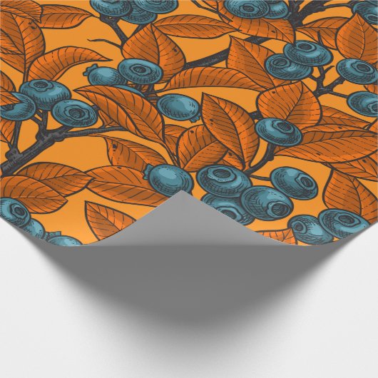 Blaubeergarten, blau und orange geschenkpapier (Ecke)