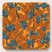 Blaubeergarten, blau und orange getränkeuntersetzer (Vorderseite)